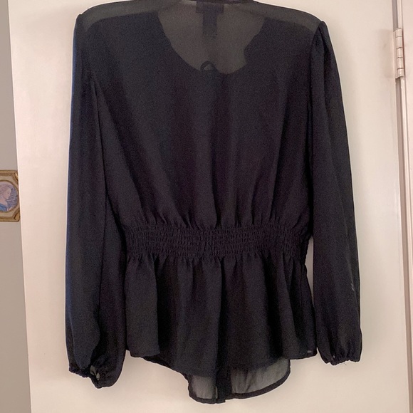 Miss Tina sheer feminine black blouse. - Picture 6 of 8